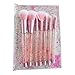 Fashionwu 7 Pcs Fashion Crystal Glitter Diamond Makeup Brushes Set Foundation Cosmetic Brush Tools with Bag
