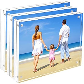 NIUBEE 8x10 Acrylic Frame 3 Pack, Tabletop Double Sided Magnetic Picture Frame with Retail Gift Box