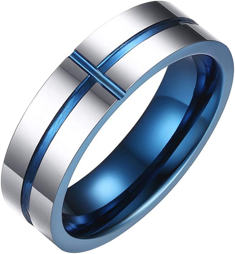 Anello In Tungsteno Carburo Con Fascia Blu Fibra Di Carbonio - 8mm