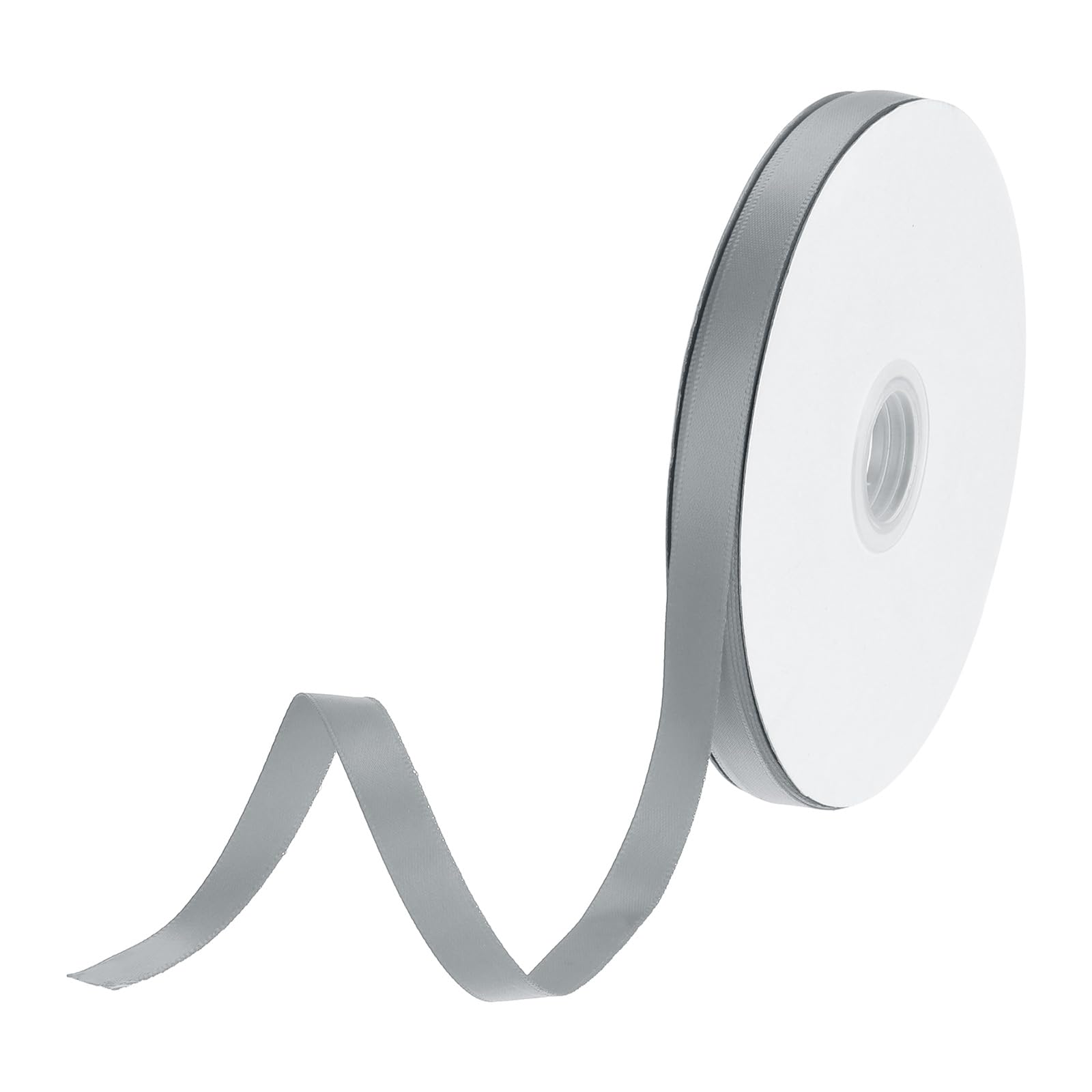 DMiotech 10mm Satin Ribbon 46m/150ft Thin Double Face Fabric Grosgrain Ribbon for Gift Wrapping Floral Hair Flower Bouquet, Steel Grey