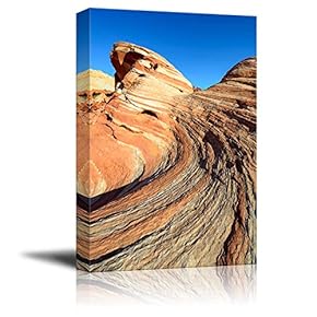 Beautiful Scenery Landscape Fire Wave Rock Formation in The Valley of Fire State Park Nevada USA - Canvas Art Wall Art - 18" x 12"