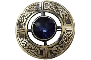 AAR Men's Kilt Brooch Pin Stones Scottish Fly Plaid Celtic Antique Plated Norse Vintage Jewelry