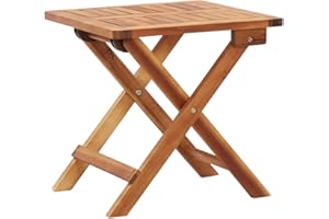 vidaXL Foldable Patio Coffee Table - 15.7"x15.7"x15.7" Outdoor Furniture - Solid Acacia Wood - Natural Oil Finish - Weather Resistant - Easy Assembly