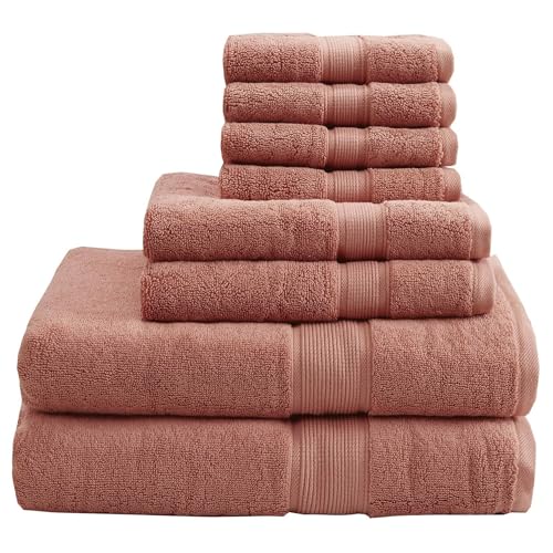 Madison Park SIGNATURE MPS73-195 800GSM 100% Cotton 8 Piece Towel Set Coral See Below
