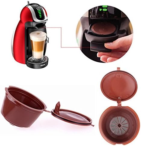 Dynamic Items Shop Well-Reviewed 4Pcs Refillable Coffee Capsules for Dolce Gusto Reusable Brewers Refill Cup Filter with Spoon&Brush;