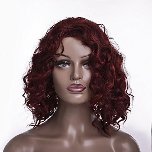 Short Curly Party Natrual Wig For Women Girls Wine Red High Temperature Synthetic Hair Wigs