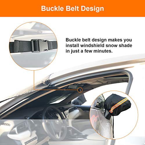 Car Windshield Sun Shade with 2 Car Mirror Cover - Auto Universal Car Sunshade to Keep Your Vehicle Cool, Blocks UV Rays Sun Visor Protector, Fits Windshields of Various Size 56"(W) X 43"(H)