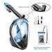 180° Snorkel Mask View for Adults and Youth. Full Face Free Breathing Design.[Free Bonuses] Cell Phone Universal Waterproof Case (Dry Bag) and Anti-Fog Wipes (Black/Blue, L/XL)