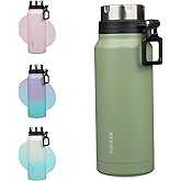 BJPKPK 32oz Insulated Water Bottle with Handle BPA Free Stainless Steel Travel Thermal Flask Reusable Large Water Bottle,Forest Green