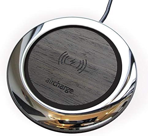 Aircharge Official Executive Wireless Charger, Qi Certified Wireless Charging Pad for Apple iPhone XS/XS Max/XR/8/8 Plus, AirPods, Samsung Galaxy S10/S10+/S10e/S9/S9+/S8/S7/Note 8/9. Chrome/Veneer