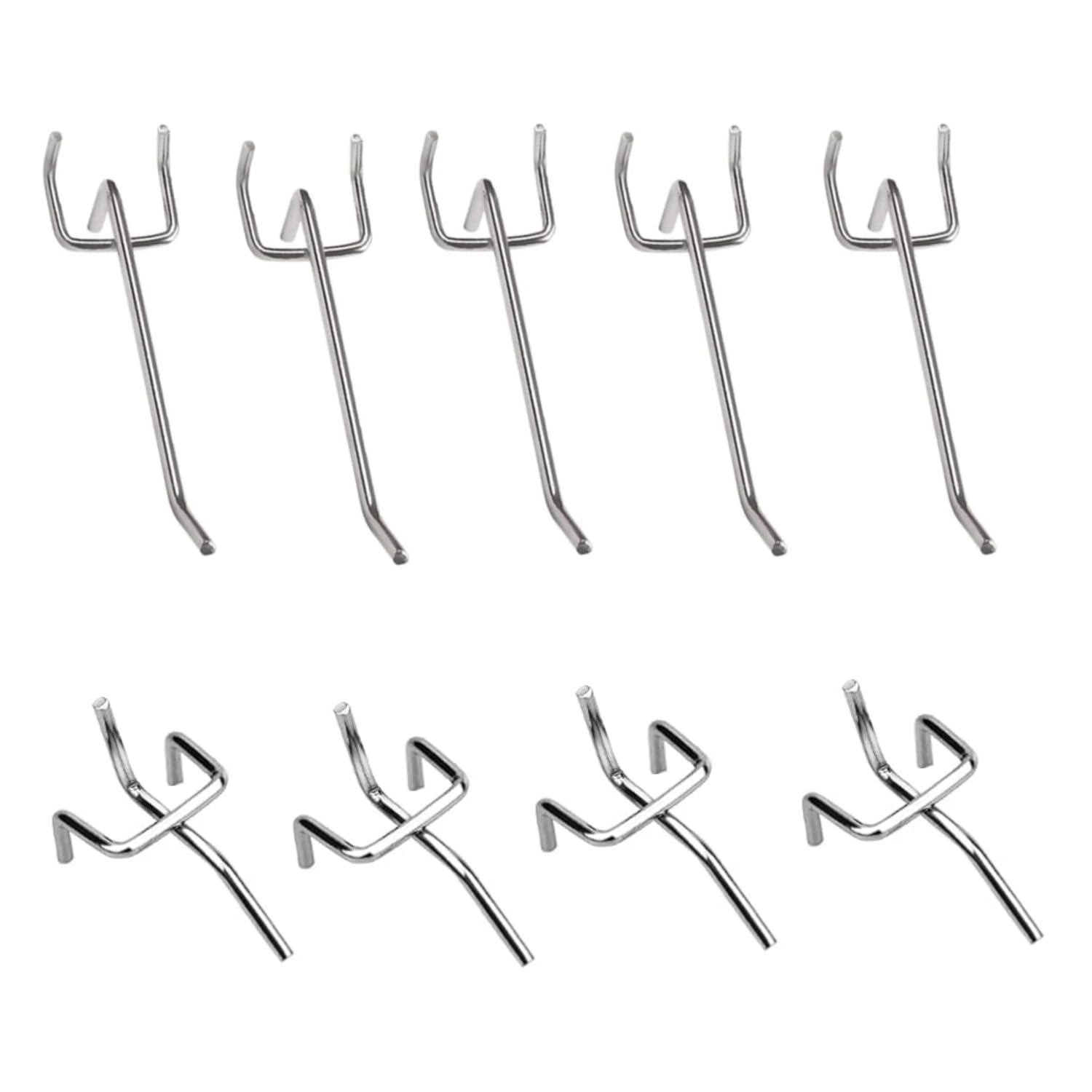 ZHjuju Pegboard Hooks,50PCS 10 cm & 5 cm Length Metal Perforated Board Hook Stainless Steel Grid Wall Bracket Peg Board Display Hook for Wall Retail Display Store Supermarket Crafts Peg Boards Silver