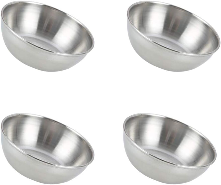 Hemoton 8pcs Sushi Dipping Bowl Stainless Steel Sauce Dishes Set Round