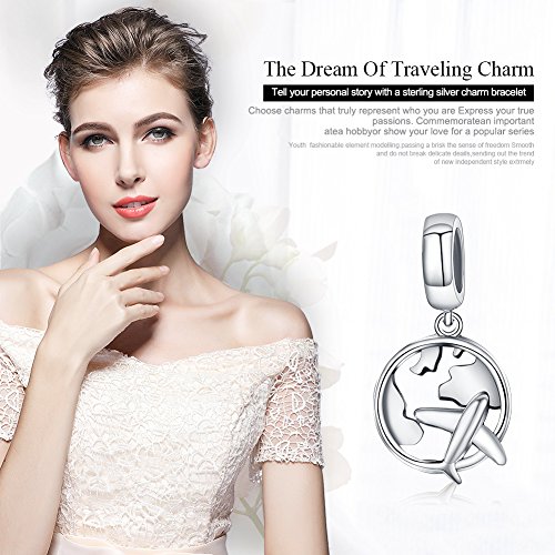 BAMOER 925 Sterling Silver Airplane Charms Pendant Fits European Charms Bracelet - Thumbnail 3