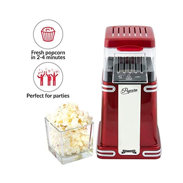 Gadgy--Hot-Air-Popcorn-Maker-l-Retro-Popcorn-Machine-Low-Calorie-Fat-Free-l-Healthy-Pop-Corn-Popper-Cinema-at-Home Gadgy Popcorn Machine - Retro Popcorn Maker - Hot Air Popcorn Popper - Fat Free Oil Free Gourmet Popcorn - Healthy Snack