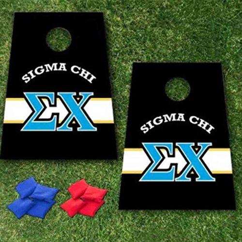 Sigma Chi Cornhole Bag Toss Game - Horizontal Stripe - 8 Bags included