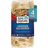 Blue Dragon Cantonese Egg Noodle Nests, Four simple ingredients, Pre-portioned in 6 nests, Easy to use and store, No preservatives, Vegetarian (Pack of 4)