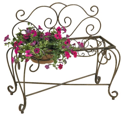 Deer Park Ironworks BE203 2 Pot Bench Planter, Natural Patina, 33"L x 15"D x 29"H