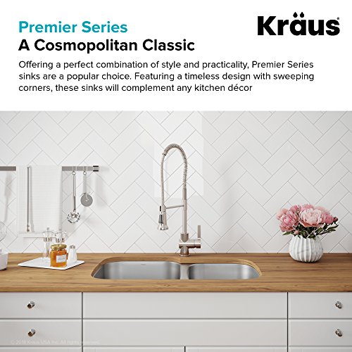 Kraus KBU21 30 inch Undermount 60/40 Double Bowl 16 gauge Stainless Steel Kitchen Sink