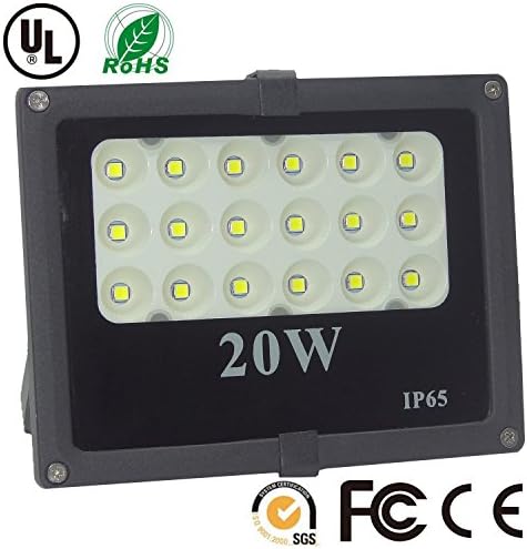 Cooo 20W LED Flood Lights Outdoor Security Lights, 1600 LM, Daylight White 6500K,18 LEDs