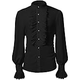 Bbalizko Men Pirate Shirt Victorian Ruffle Medieval Renaissance Vampire Ruffled Steampunk Puffy Halloween Cosplay Shirts