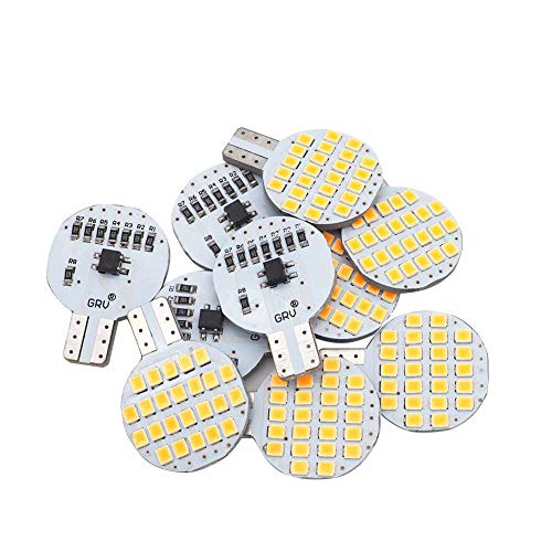 Grv T10 LED Light Bulb 921 194 192 C921 24-2835 SMD Super Bright Lamp DC 12V 2 Watt For Car RV Boat Ceiling Dome Interior Lights Warm White (2nd Generation) Pack of 10
