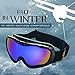 OTG Ski Goggles,for Men Women Adult,Skating Snowboard Eyewear Use Dual PC Uv Proof Lenses with Mirror Coating Anti-fog - Helmet Compatible with Extra Long Adjustable Strap[BLACK]
