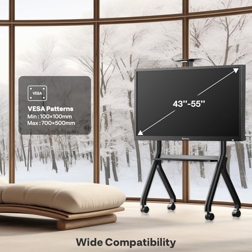 Sylvox TV Stand with Wheels for 42 to 55 inch Outdoor TV 40 kg/88 lbs 360° Locking Wheels Max VESA 700 x 500 mm for Outdoor, Apartment, Office, Home