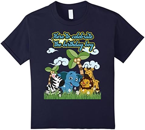 Kids Zoo Safari Jungle Birthday Theme Boy Kids T-Shirt 10 Navy