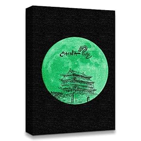 Abstract Green Moon with Pop up Black Pattern...