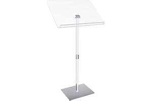 JASIWAY Podium Stand - Portable Podium Stand Hostess Stand Angle Adjustable, Modern Acrylic Lecterns Podium Pulpits for Churches, Concert, Classroom, Speech, Wedding Podium, Conference podium (Small)