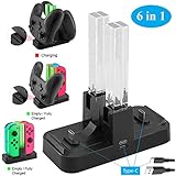Whiteoak Switch Pro Controller 6 in 1 Charger, for Nintendo Switch Joy-Con Charging Dock Station Stand with LED Indicator,[Upgrade Version] with Free Type C Cable