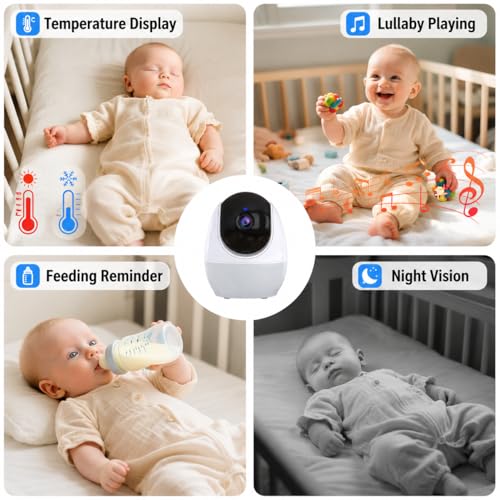 CallToU Baby Monitor with 1080P HD Camera, Hybrid 2.4GHz Wi-Fi & No Wi-Fi Connection, 4× Zoom, Pan-Tilt,Temperature Display,Lullabies & Night Light,4.3-Inch Screen,Remote Baby Monitoring from Anywhere