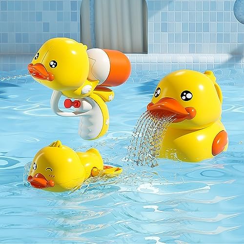 FOCLTD Toddler Bath Toys-Safety Bath Ducky Toy Set,3PCS Cute Duck