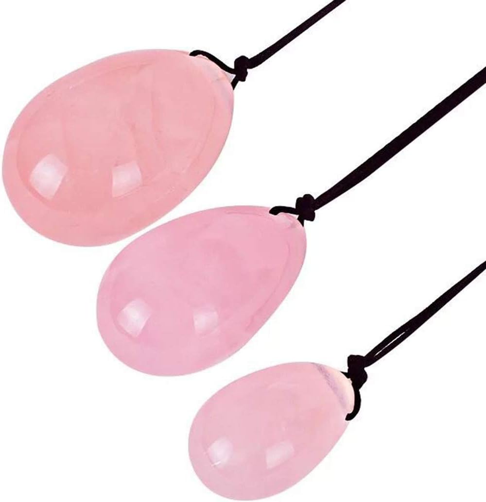 Yoni Eggs in Rose Quartz/for Women PC Muscle Training/Drilled/ 3 Sizes in a Set: Health & Personal Care