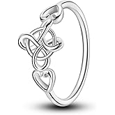 Hapour 925 Sterling Silver Ring for Women,Eternity Gorgeous Celtic Knot Rings Stackable Rings for Women as Gifts Ring Size 6-9