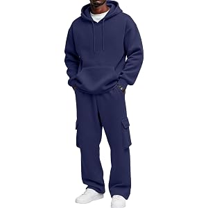 Vividcrate Mens Sweatsuits 2 Piece Set Cargo Sweatpants Matching Hoodie Sets Casual Athletic Tracksuits Suit