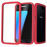 RhinoShield Bumper Case FOR GALAXY S7 [CrashGuard] | Shock Absorbent Slim Design Protective Cover - Compatible w/Wireless Charging [3.5 M / 11ft Drop Protection] - Red