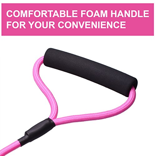 Hilltop Products 3.7 Feet Sturdy Round Portable Rope Leash for Pets - Durable Climbing Rope Dog Lead with Padded Handle for Small and Medium Dogs, Pets (Pink)