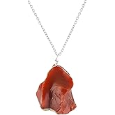 Raw Crystal Necklace, Mexican Fire Opal Rough Stone Necklace, Dainty Stone Pendant, Healing Crystals Healing Stone Pendant for Beauty, Love and, Jewelry Gift Gemstone Size 15 to 20 mm Approx