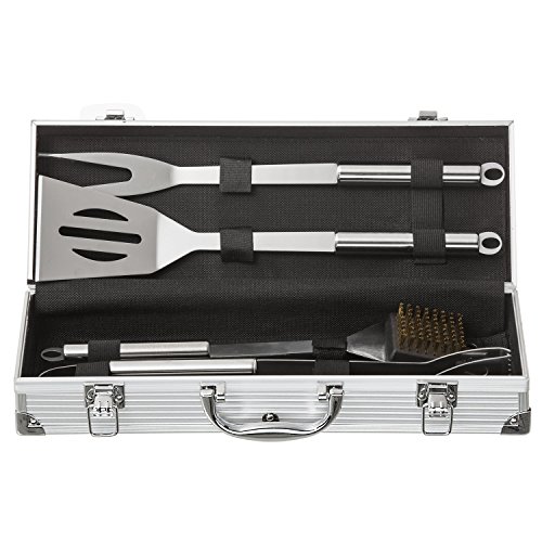 Edelstahl Profi Grillbesteck-Set 5-teilig im Aluminium-Koffer BBQ Grill-Utensilien Besteck Zubehör fürs Grillen – Bild 4