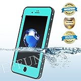 Effun iPhone 8/iPhone 7 Waterproof Case, DOTTIE Style IP68 Certified Underwater Cover Shock/Dirt/Snow Proof Full Sealed Case with PH Test Paper, Stylus Pen and Floating Strap Aqua Blue [New Version]