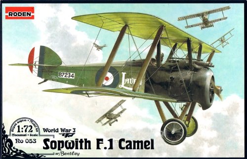 Roden Sopwith F.1 Camel British-Built Biplane Fighter with Bentley Airplane Model Kit