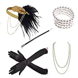 Kathyclassic 1920s accessories Headband Earrings Necklace Gloves Cigarette Holder (DD)