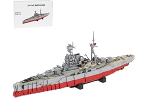 XMalNexity 1:350 Scale Military Battleship Building Blocks Set MOC WWII Warship Model, Revenge-Class Style with Detailed Deck