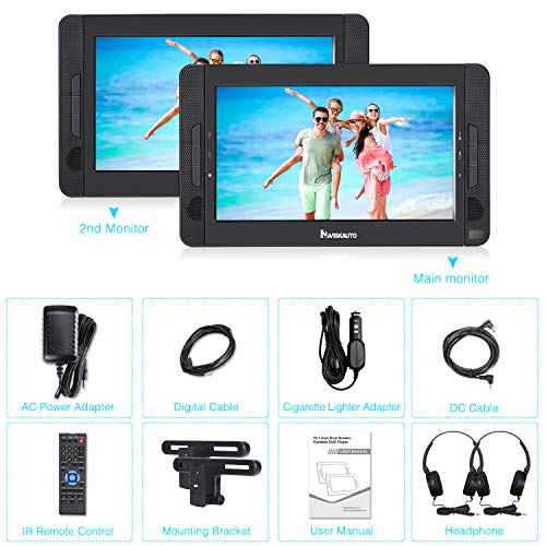 NAVISKAUTO 10.5" Dual Screen Portable DVD Player for Car with HDMI