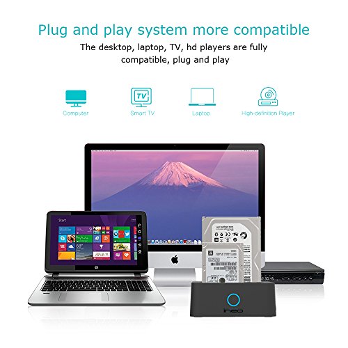 ineo USB3.0 to SATA 2.5" or 3.5" HDD/SSD Duplicate / Clone Dual Bay Docking Station with free USB type C adapter [T3527-VIII+]