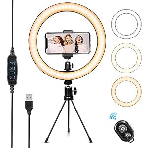 Selfie-Ring-Light-102-with-Tripod-Stand-Cell-Phone-HolderDimmable-Makeup-Light-Ring-for-Live-StreamMakeupYouTube-VideoPhotography-3-Light-Modes-and-10-Brightness-Levels