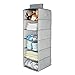 mDesign Soft Fabric Over Closet Rod Hanging Storage Organizer with 6 Shelves for Child/Kids Room or Nursery - Chevron Zig-Zag Print - Gray/Cream
