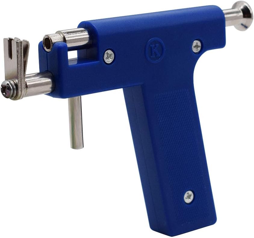 Healthcom Professional Ear Piercing Gun Tool Set 98pcs Ear Studs Steel Ear Nose Navel Body Piercing Gun Unit Tool Kit Safety Pierce Tool Beauty Kit Stainless Steel Metal Pierce Tool Set,Deep Blue