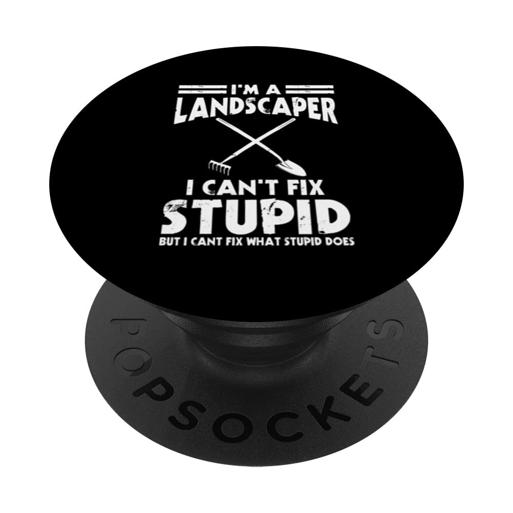 Funny Landscaper Saying Garden Shovel And Rake Gardener PopSockets Swappable PopGrip